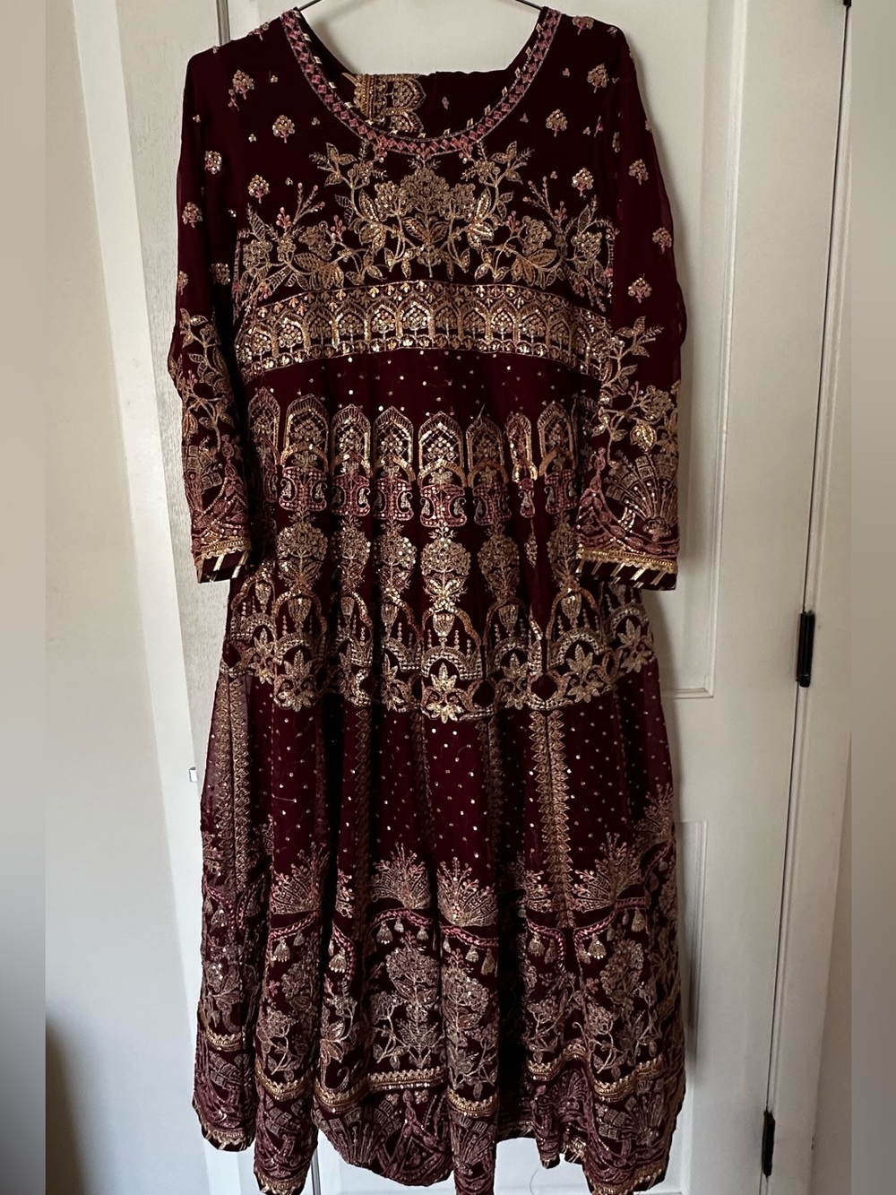 Embroidered Maroon Women’s Formal Dress